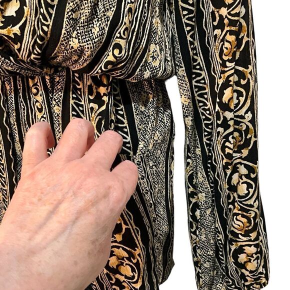 HONEY PUNCH Shorts Romper Black and Browns Deep Sexy V-Neck Size S - Picture 8 of 16